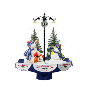 Adorno navideño con luz de nieve, conjunto de árbol de Navidad, decoración del hogar, trío nevando, figuras de muñeco de nieve con base de paraguas - Product Image 1