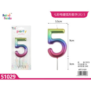 Arcobaleno placcato numero 5 affusolato candela torta di cera per feste di capodanno feste senza fumo scatola di imballaggio-commercio all'ingrosso - Product Image 1