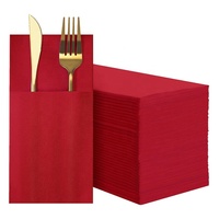 Serviettes Airlaid rouges personnalisées avec poche à couverts pour restaurant, hôtel, bar, fête, vente en gros