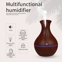 Nouveau Diffuseur d'Arômes Ultrasonique à Grain de Bois, Humidificateur d'Air Silencieux avec Lumière LED Sept Couleurs