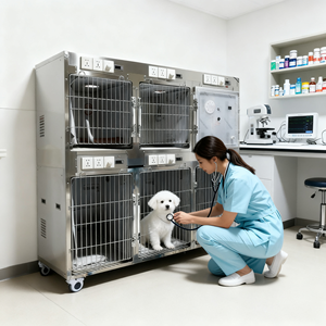 LEKANG ACQY-04 Gabbia per Cani in Acciaio Inox per Cliniche Veterinarie Certificata CE Alimentazione a Corrente Elettrica Garanzia di 2 Anni Sei Posizioni - Product Image 2