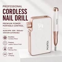 Perceuse à ongles sans fil professionnelle 40000 tr/min 85W sans balais 40 niveaux de vitesse texture cuir rechargeable machine de manucure et pédicure