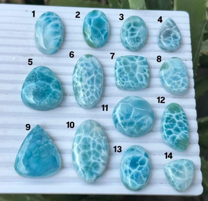 Larimar naturel, pierre précieuse en vrac, cabochon, taille poire, taille triligne, 3-21 mm, pour la fabrication de bijoux - Product Image 1