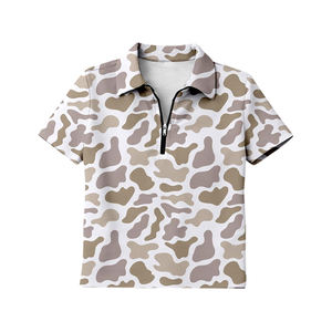 GT1599 Camiseta de Manga Corta con Cierre, Color Camuflaje Marrón Personalizado, Antiarrugas, para Mujer Adulta, Venta al Por Mayor, Top de Verano para Adulta - Product Image 6