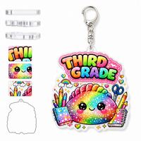 Porte-clés personnalisé en acrylique, cadeau de classe de deuxième année, breloque de sac d'école arc-en-ciel personnalisée, accessoire pour étudiant et professeur, vente en gros