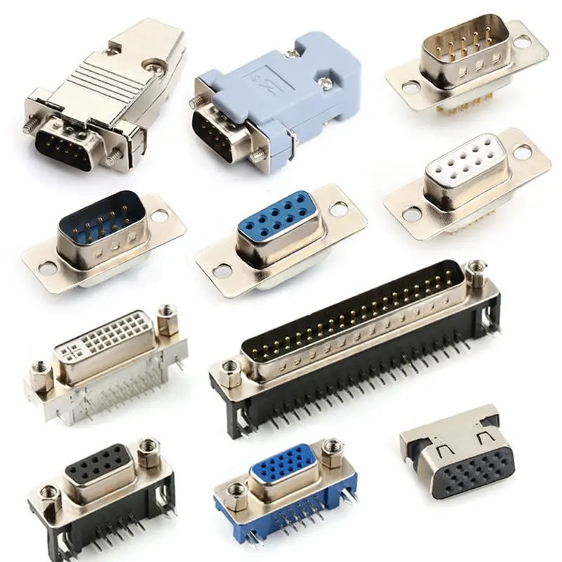 Conector de montaje PCB DSUB, 9/15/25/37 Pines, RS232, DR, HDR, DVI, DB9/DB15/DB25/DB37, macho, hembra, tornillo, Vga, D-SUB, RS232