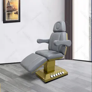 Tempat tidur Salon rambut elektrik, tempat tidur pijat cerdas elektrik dengan atasan busa dan sandaran lengan, pelindung hitam dengan Logo