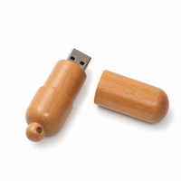 Clé USB 2.0 en bois personnalisée en forme de pilule, écologique, avec logo, coffret cadeau promotionnel médical, 8 Go/16 Go/32 Go/64 Go/128 Go