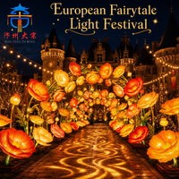 Arche géante lumineuse en soie artificielle en forme de pavot, lanterne artisanale à LED pour couloir floral, idéale pour les parcs à thème