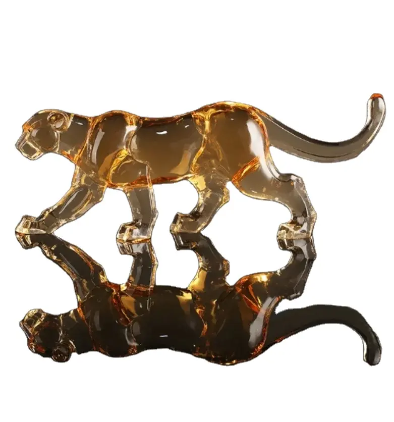 New Wholesale Christmas Decorations Creative crystal crafts Cheetah Statue Ornaments Polyester for home decoration