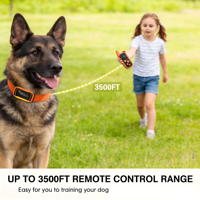 IPX7 Wasserdichtes Wiederaufladbares Hundetrainingshalsband mit Fernbedienung, 3500ft Reichweite, Piepton Vibration Schock, Anti-Bell-Funktion, Intelligente KI