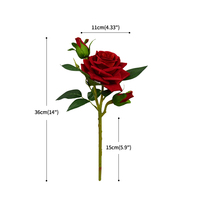 Künstliche Real Touch Velvet Rose 3 Köpfe Hohe Qualität wie echte Seiden blumen für Hochzeit dekorative Blume