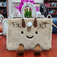 Sac à bandoulière portable en peluche pour femme, motif visage souriant, idéal pour Noël – Nouvelle collection hiver, personnalisable en usine.