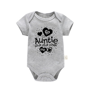 Body Estivo a Maniche Corte in Puro Cotone per Neonati 0-1 Anni Unisex con Motivo a Cuori e Scritta 'My Auntie Loves Me' - Product Image 5