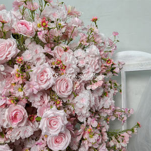 <b>Outdoor</b> Events Party flower background nuetral Artificial Silk Flower <b>Table</b> Runner wedding backdrop decoration - Product Image 3