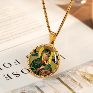 Colgante brillante de GIVELUCK, imagen de joyería religiosa, patrón personalizado de "Nuestra Señora del Perpetuo Socorro" para discusión al por mayor - Product Image 2