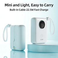 Batteries externes portables 10000 mAh en promotion avec charge ultra-rapide 22,5 W, câbles intégrés, design léger et fin, impression de logo