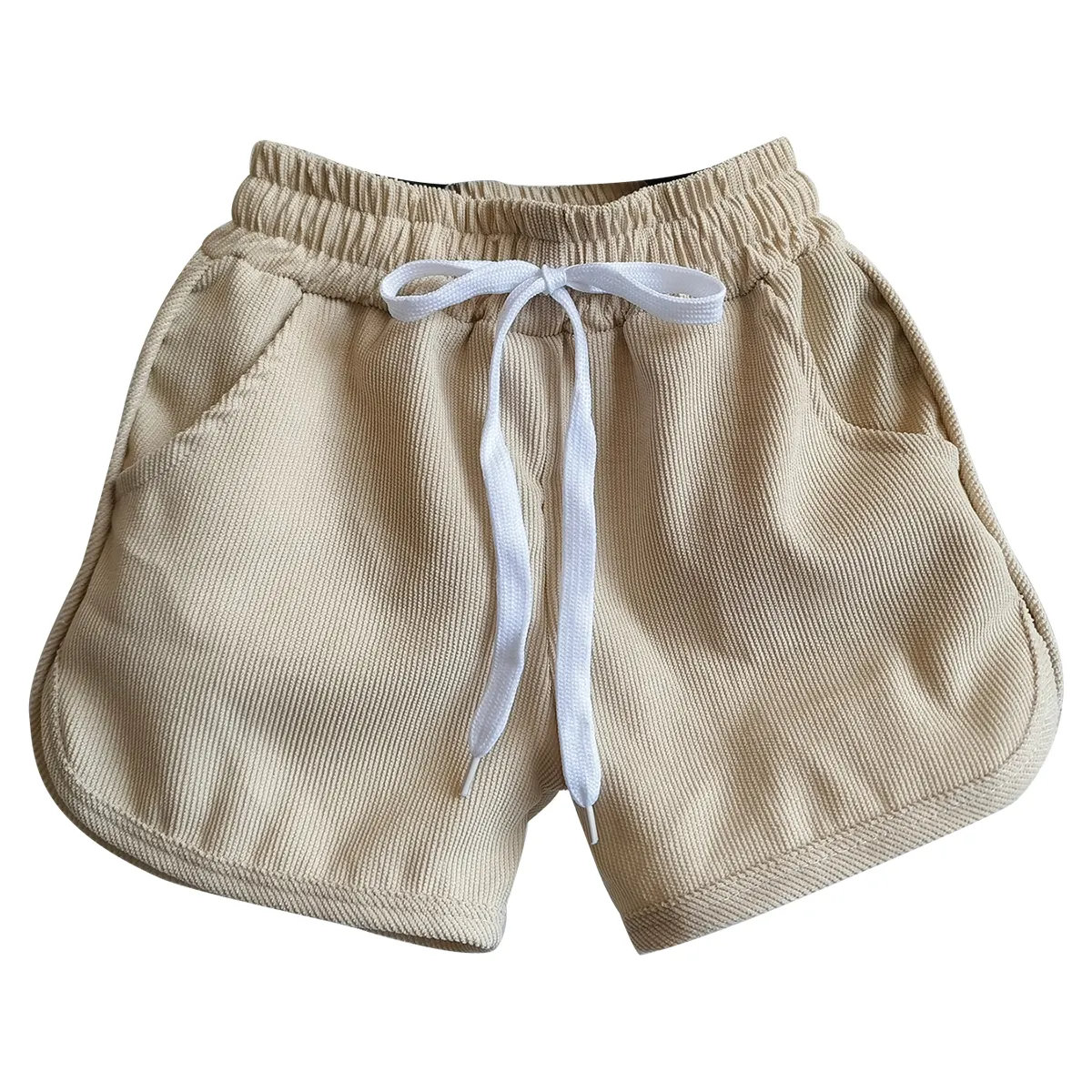 Pantalones cortos de pana de algodón de punto para niños a la moda, pantalones cortos cómodos con cordón, pantalones cortos Unisex personalizados para bebés a rayas