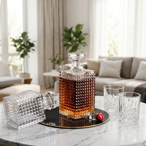 Bouteilles de luxe en verre flint transparent de 700 ml et 750 ml sur mesure pour <span class=keywords><strong>Cognac</strong></span>, Brandy, Vodka, Whisky, <span class=keywords><strong>Rhum</strong></span> avec bouchon - Product Image 1