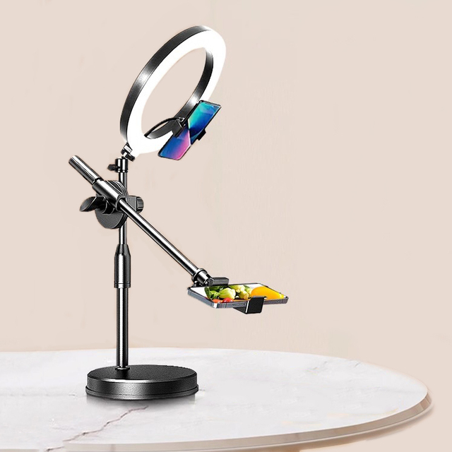 Led Ring Light with Stand 10Inch Light Desk Tripod Kit Food Jewelry Makeup Live Streaming Fill Light Photography Lightring