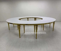 Table serpentine en acier inoxydable massif CZ210511-9 Tables à manger en forme de lune en acier inoxydable blanc pour la fête de mariage