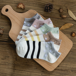 Women's Ankle Socks Striped Star Pattern Sweat-Absorbing Casual Sporty Style Boat Socks - Product Image 1