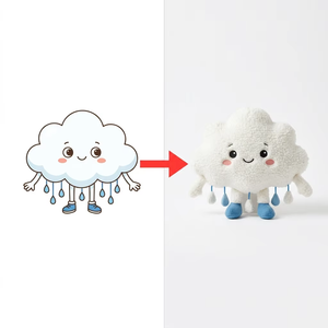 Poupée Nuage en Peluche Personnalisée, Inspirée de l'Art Original, Forme de Nuage Moelleux, Goutte de Pluie Amovible, Échantillon Artisanal en Peluche Douce - Product Image 1