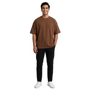 350 GSM Heavy Regular Fit Men's T-Shirt Custom Front Logo O-Neck High Quality 100% Cotton Breathable Short Sleeve Knitted - Product Image 1