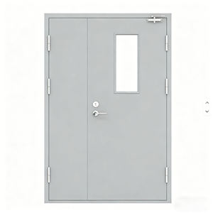 Puerta de Entrada de Seguridad de Acero Contra Incendios Directa de Fábrica, Hoja Doble Asimétrica con Barra Antipánico, 60, 90, 120 Minutos, para Hospital - Product Image 5