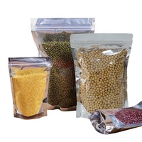 Fenêtre transparente scellable debout sacs en mylar clair avant avec feuille d'aluminium PE dos sacs de stockage des aliments réutilisables avec fond de gousset