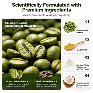 Thermogenic Fat Burner Green Coffee &amp; Green Tea Extracts, L-Carnitine, Garcinia, Zero <strong>Sugar</strong>, Stimulant Metabolism Support - Product Image 6