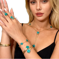 Kalung Bunga Elegan Mewah Kombinasi Set Anting Bunga Temperamen Fashionable - Promo Spesial