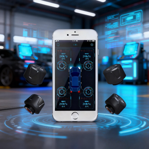 Sistema <span class=keywords><strong>de</strong></span> Monitoreo <span class=keywords><strong>de</strong></span> Presión <span class=keywords><strong>de</strong></span> Neumáticos para Automóvil con Bluetooth 5.0, TPMS Externo con Pantalla en Aplicación Móvil Android/iOS, Sensores <span class=keywords><strong>de</strong></span> Presión <span class=keywords><strong>de</strong></span> Neumáticos - Product Image 1