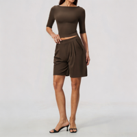 Ensemble de yoga pour femmes GH de haute qualité, manches courtes, short taille haute, séchage rapide, respirant, pour la gym, le fitness, la course à pied et le yoga