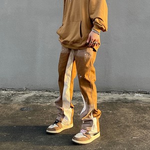 Jeans empilés personnalisés en gros, pantalons de charpentier vintage, jeans évasés pour hommes, pantalons streetwear multi-poches amples pour hommes - Product Image 2