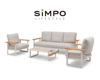 SIMPOLIFESTYLE Ensemble de salon de jardin 3 places en aluminium, haut de gamme, écologique, pour terrasse, hôtel, complexe hôtelier, cour