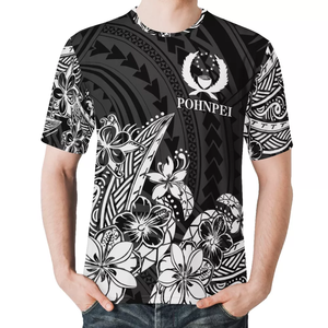 قميص كلاسيكي أبيض وأسود للرجال تصميم قبلي بولينيزي مخصص تي شيرت مطبوع مقاس كبير 8xl توبات رجالية جيدة التهوية - Product Image 2