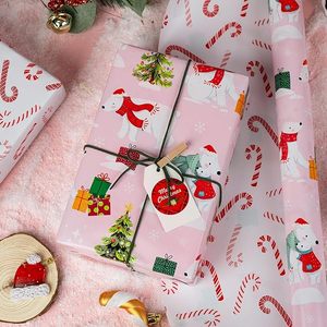 Christmas Wrapping Paper Holiday Wrapping Paper <b>Pink</b> Cartoon Cute <b>Bear</b> Pattern Gift Wrapping Paper Children gift wrapping paper - Product Image 2