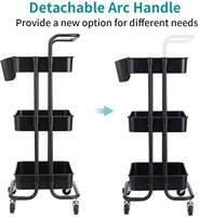 Étagères de rangement de chariot de Service à 3 niveaux, chariot de Service multifonctionnel avec poignées et roues de panier à maille