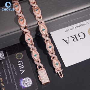 Collier chaîne cubaine en moissanite au design œil classique, plaqué rhodium, en argent massif 925, bijoux hip-hop Iced Out - Product Image 6