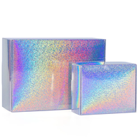 Boîte d'expédition pliable auto-scellante en carton ondulé holographique métallisé avec logo personnalisé pour chaussures, vêtements et ensembles cosmétiques