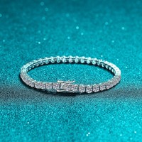 Bracelet Tennis Moissanite à Quatre Griffes Bracelet en Argent Sterling Pt950 Bracelet Moissanite Plaqué Or Homme