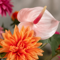 Arrangement floral artificiel orange et rose mélangé, Anthurium, Dahlia, Rose, Centre de table, Décoration florale pour mariage, Vente en gros