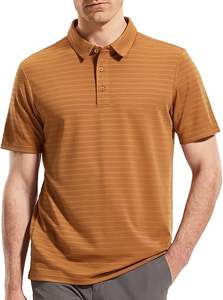 Chemise de golf tricotée à rayures légères 100% polyester pour homme, séchage rapide, respirantes, manches courtes, col décontracté, haute qualité - Product Image 3