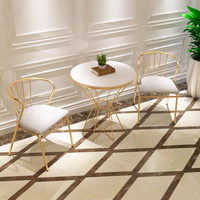 Tables basses en marbre et fer forgé de style nordique, ensembles pour salon et balcon, et tables et chaises décontractées pour les pâtisseries