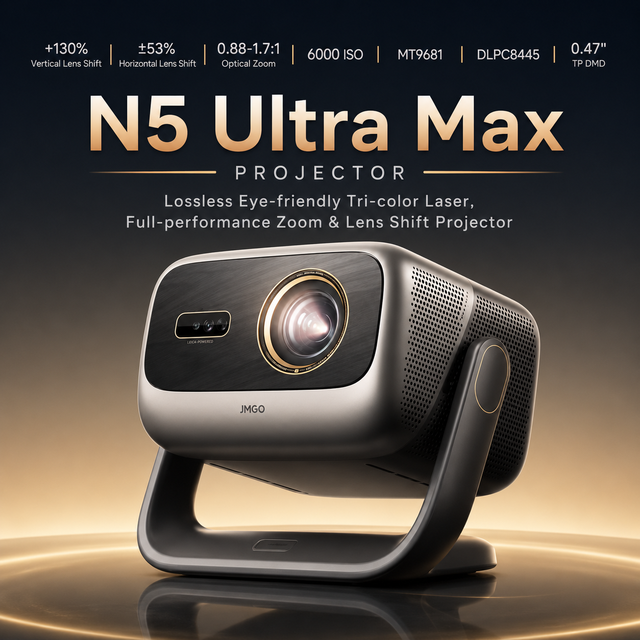 JMGO N5 Ultra Max with AI Auto-Setup & Lens Shift Projector 4K 5000 CVIA Lumens 16:9 DLP Dolby Vision Projection