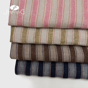 Tissu en <span class=keywords><strong>lin</strong></span> 100% à <span class=keywords><strong>rayures</strong></span> chevrons en <span class=keywords><strong>lin</strong></span> européen, teint en fil, rétro, tissé, délavé au sable, pour vêtements - Product Image 1