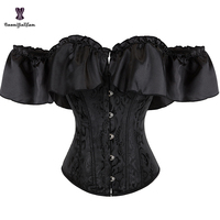 Corset de style gothique rétro vintage noir steampunk en dentelle, haut de corset à épaules dénudées, respirant, ferme, grande taille, tendance, sexy, bustier pour