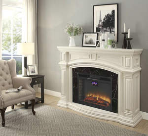 เครื่องทำความร้อนเตาผิงไฟฟ้าแบบแกะสลักสีขาวบริสุทธิ์ขนาด 62 นิ้ว - Product Image 4