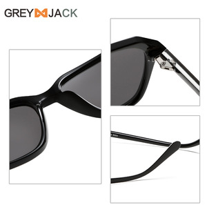 Lunettes de soleil unisexes Grey Jack, monture TR90, verres TAC, protection UV400, style carré noir K009 - Product Image 2